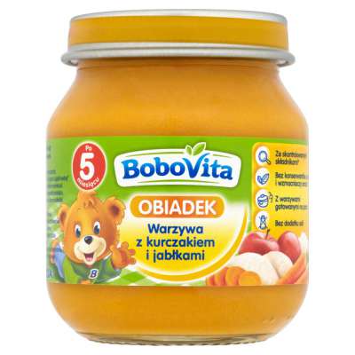 BOBOVITA DANIE 125G WARZYWA/KURCZAK/JABŁ.PUREE
