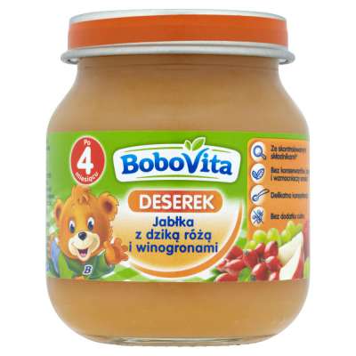 BOBOVITA DESER 125G JABŁKO/WINOGRONO/RÓŻA