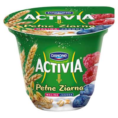 DANONE ACTIVIA PEŁNE ZIARNA MALINA JAGODA 190G