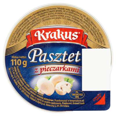 KRAKUS PASZTET DROBIOWY Z PIECZARKAMI 110G