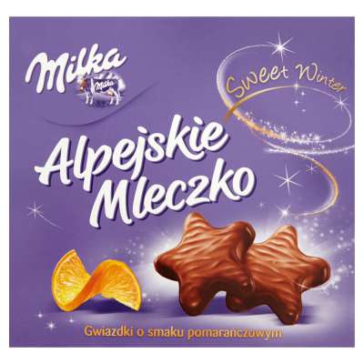 MILKA ALPEJSKIE MLECZKO 225G GWIAZDKI POMARANCZ