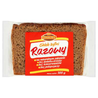OSKROBA CHLEB ŻYTNI RAZOWY 300G