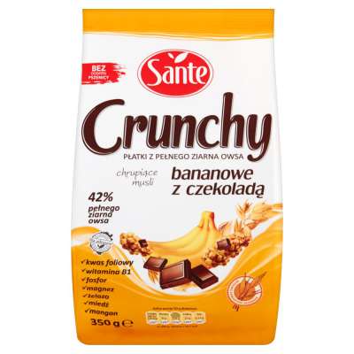 SANTE CRUNCHY BANANOWE Z CZEKOLADĄ 350G