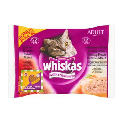 WHISKAS SASZETKA 100G*4 W SOSIE Z KURCZAKIEM I MARCH 3+1 GRATIS