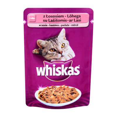 WHISKAS SASZETKA 100G Z ŁOSOSIEM I PSTRĄGIEM