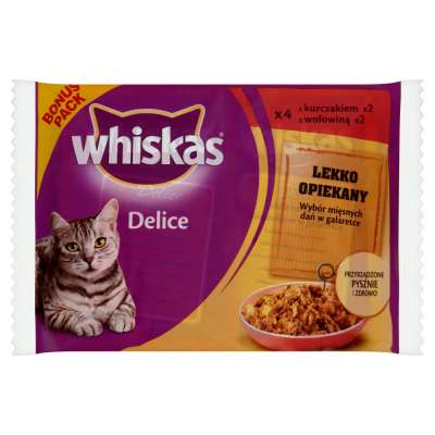 WHISKAS SASZETKA 85G*4 DELICATE KURCZAK OPIEKANY 3+1GRAT