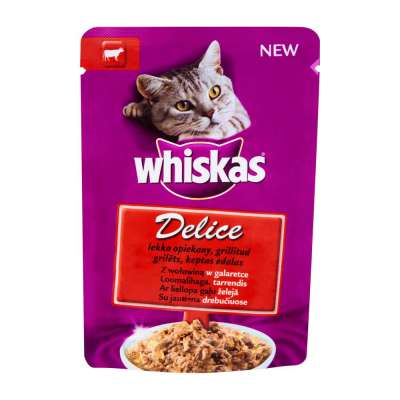 WHISKAS SASZETKA 85G DELICATE WOŁOWINA LEKKO OPIEKANA