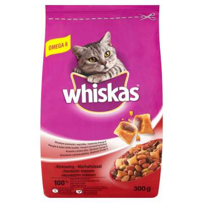WHISKAS SUCHA 300G Z WOŁOWINĄ I MARCHEWKĄ